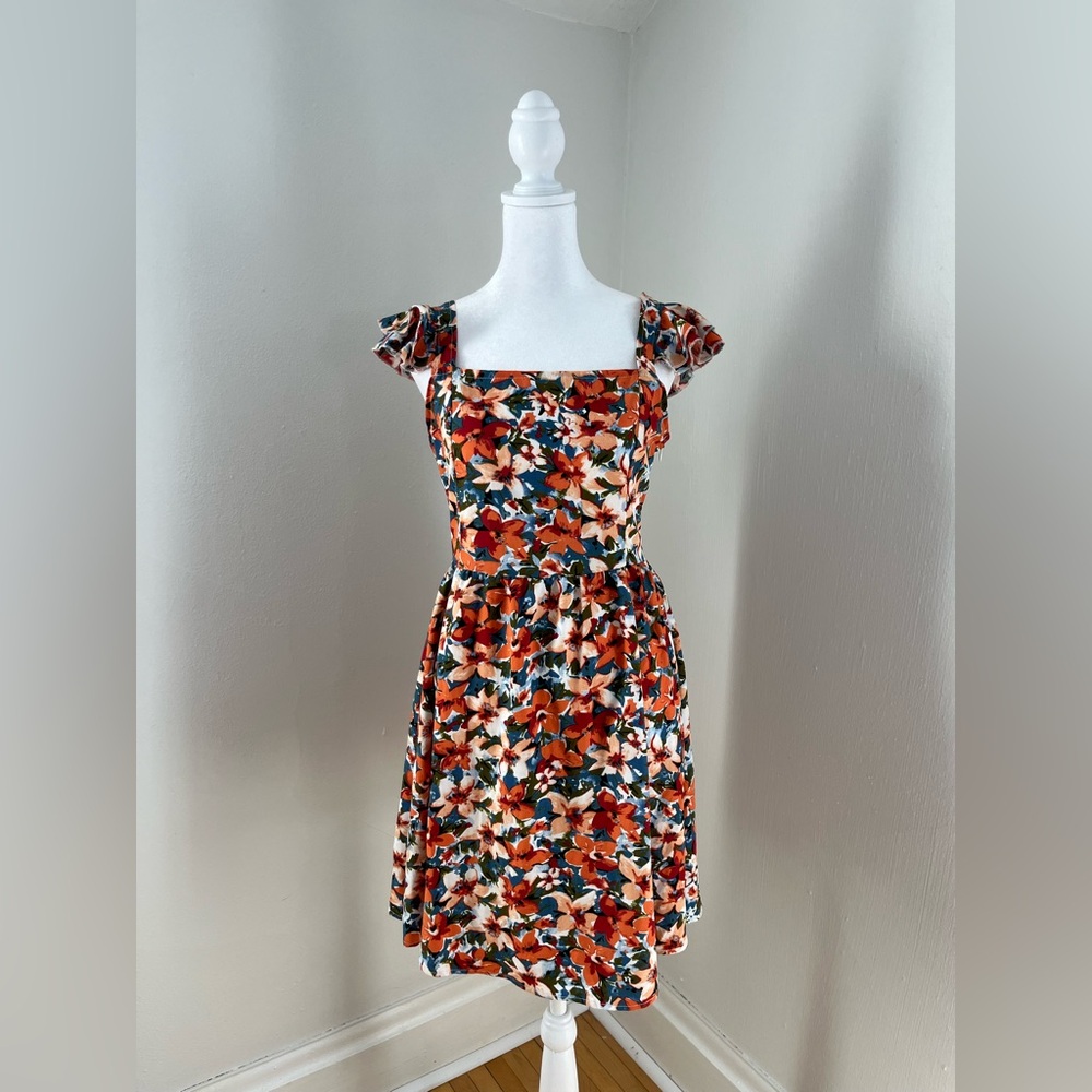 SHEIN floral pinafore style dress